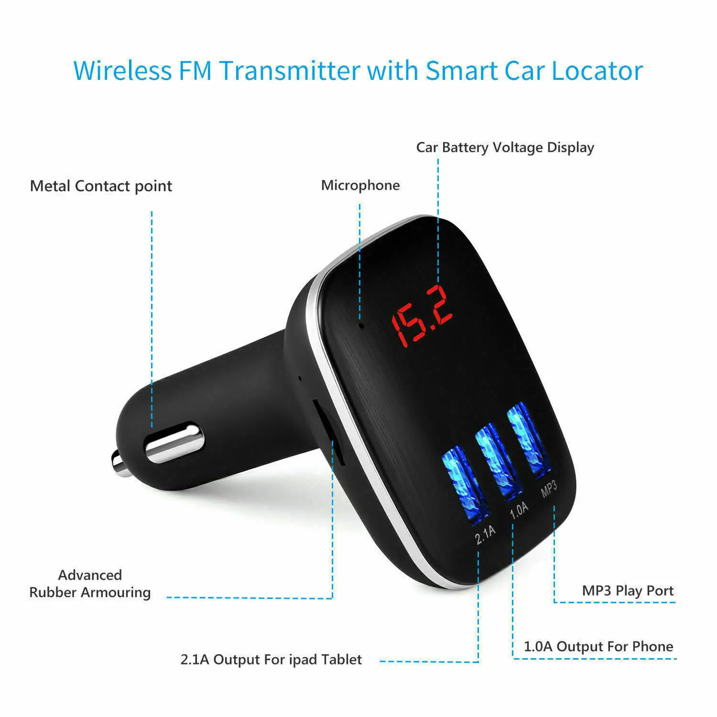 Car Kit Handsfree LCD MP3 Player Radio FM Transmitter Wireless Bluetooth USB/SD by All Mart Bristol Ltd