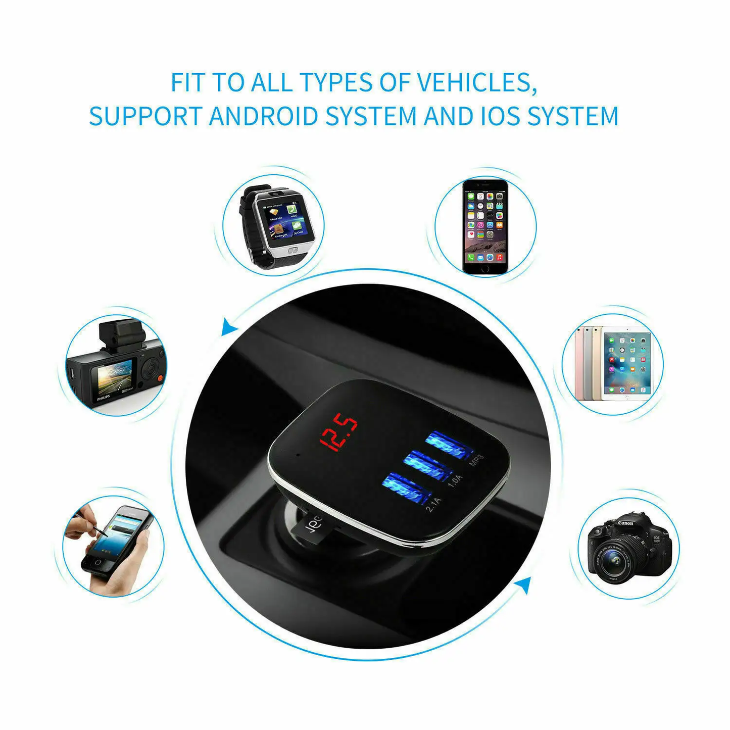 Car Kit Handsfree LCD MP3 Player Radio FM Transmitter Wireless Bluetooth USB/SD by All Mart Bristol Ltd