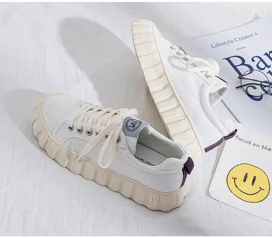 Retro Korean Type All-Match Platform Big Toe Sneakers For Women by Dropshipman