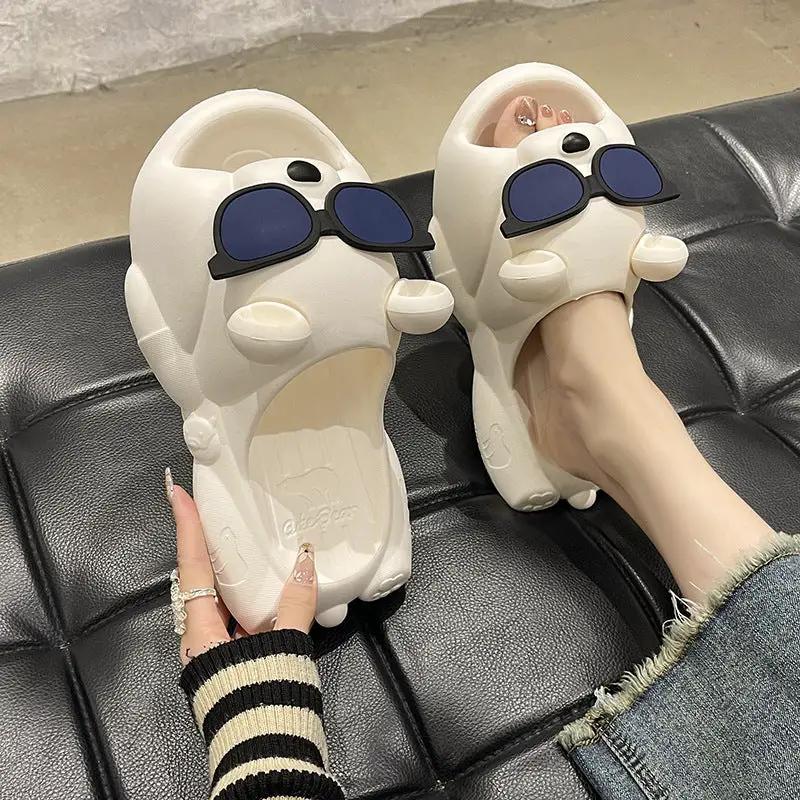 Cute Sunglasses Bear Slippers For Women, Summer Style by Dropshipman