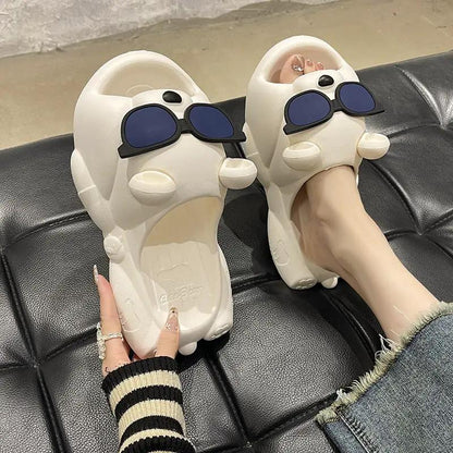 Cute Sunglasses Bear Slippers For Women, Summer Style by Dropshipman