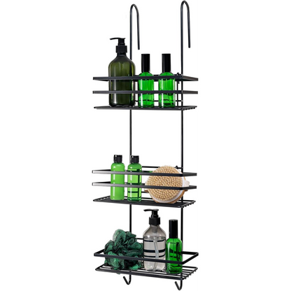 3 Tier Non Rust Hanging Shower Caddy Bathroom Organiser in Black by House Of Home