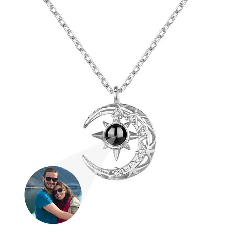 Projection Necklace Crescent Moon Pendant with Photo by All Mart Bristol Ltd