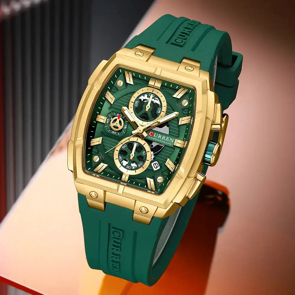 CURREN Luxury Vintage Watch for Men Sports Chronograph Quartz Wristwatches with Silicone Strap,Date,Luminous by All Mart Bristol Ltd