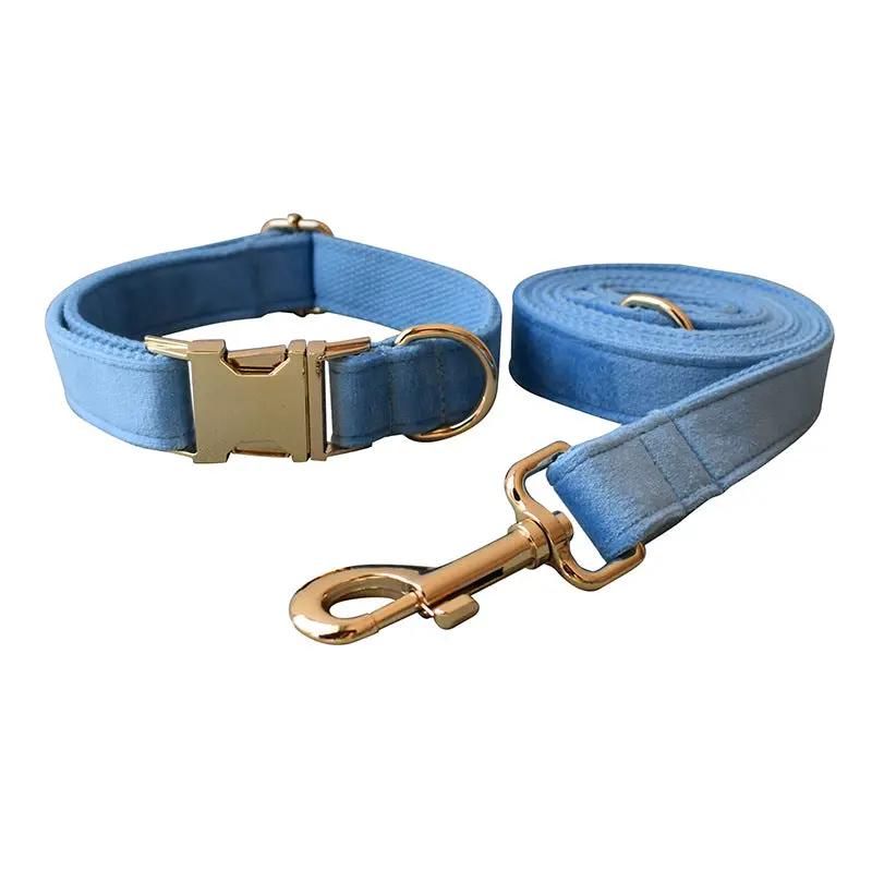 Blue Velvet Dog Collar Dog Rope Pet Collar by Dropshipman