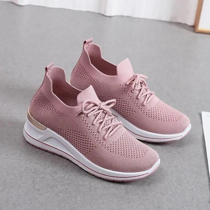 Autumn New Style Wedge Heel Outer Knit Women's Shoes Thick Sole Breathable Casual Shoes by Dropshipman