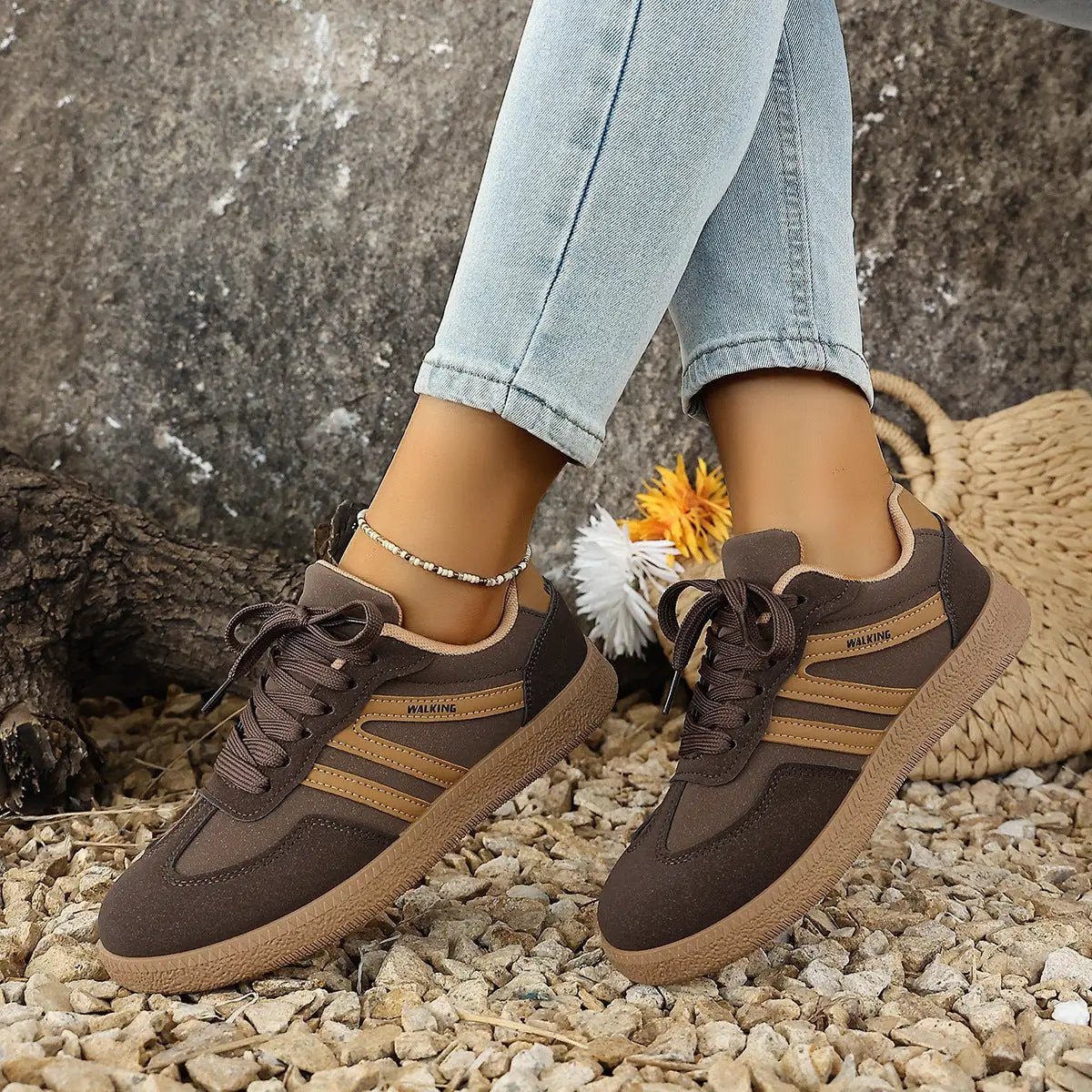 Large Size Color Blocked Round Toe Women's Shoes by Dropshipman