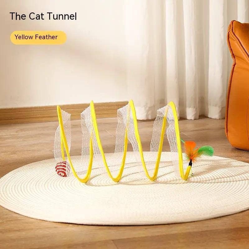 Folded Cat Tunnel S Type Cats Tunnel Spring Toy Mouse Tunnel Cat Outdoor Cat Toys For Kitten Interactive Cat Supplies by Dropshipman