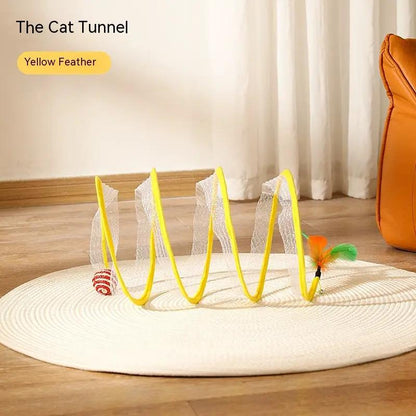 Folded Cat Tunnel S Type Cats Tunnel Spring Toy Mouse Tunnel Cat Outdoor Cat Toys For Kitten Interactive Cat Supplies by Dropshipman