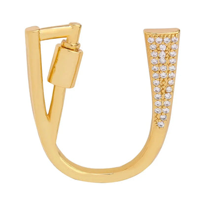 Juya 18K Gold Plated 26 Alphabet Letters Pendant Fasteners Bolt Carabiner Clasps For DIY Women Mesh Chains Name Jewelry Making by All Mart Bristol Ltd
