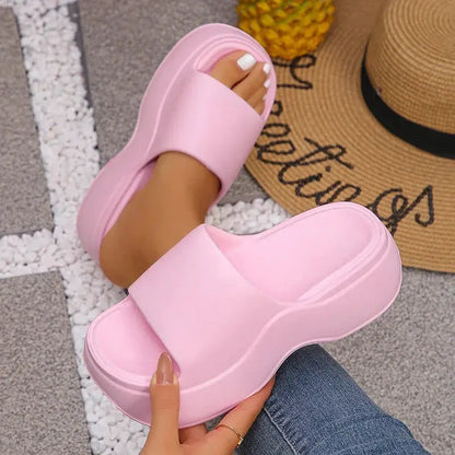 Chunky Platform Slippers for Women Summer 2025 Comfortable Wedge Heels Sandals Woman Solid Non Slip Eva Thick Sole Slides Shoes by All Mart Bristol Ltd