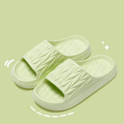 Leaf Texture Design Slippers For Women Men Summer Indoor Household Non-slip Anti-odor Bathing Slippers House Shoes Couple by Dropshipman