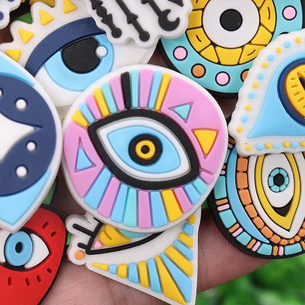 25PCS/Set Evil Eyes Shoes Charms Silicone Shoe Accessories Wristband Hole Slipper Decor Adult Kids X-mas Gifts by All Mart Bristol Ltd