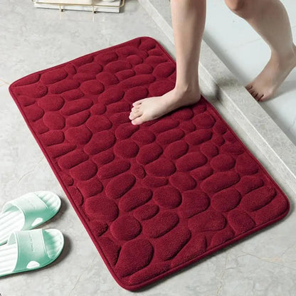 Cobblestone Embossed Bath Mat Non-Slip Carpets Water Absorption Washable Bathtub Floor Rug Shower Doormat Bathroom Decor by All Mart Bristol Ltd