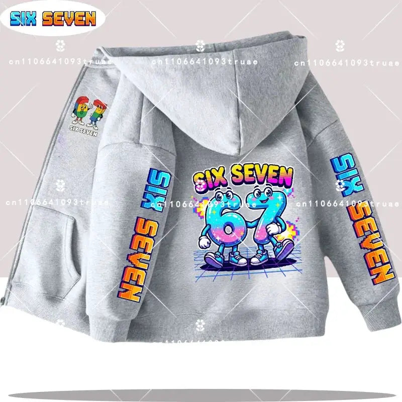 Hot Six Seven Children's Zip Up Hoodies Funny 67 Brainrot Zipper Hoody Clothes Kid Girl Boy Baby Casual Fashion Tops Sweatshirts by All Mart Bristol Ltd