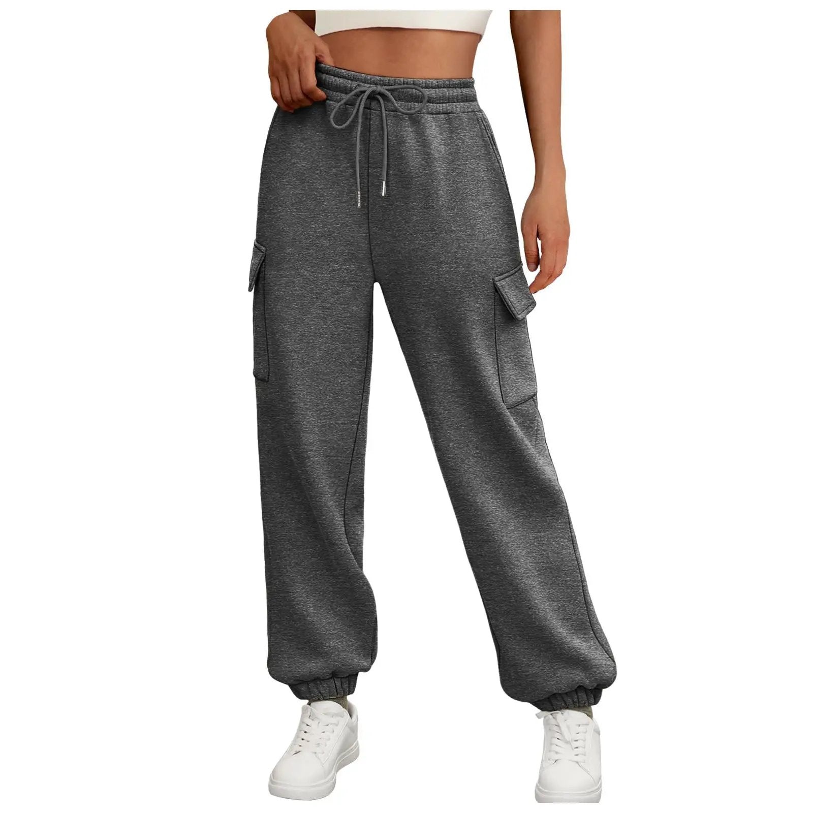 Women's Sweatpants Fleece Lined Baggy Athletic Jogger Trousers With Pockets Fall Casual Trendy Cargo Pants Fall Outfits by Dropshipman