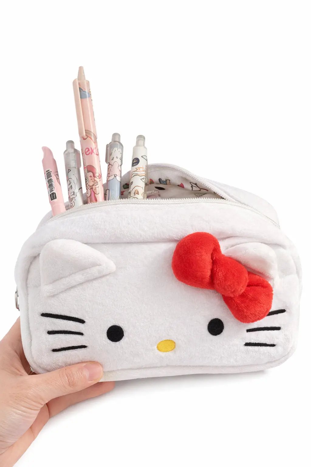 Cute Cartoon Cat Plush Pencil Case Large Capacity Stationery Bag Girls Kids UK by All Mart Bristol Ltd