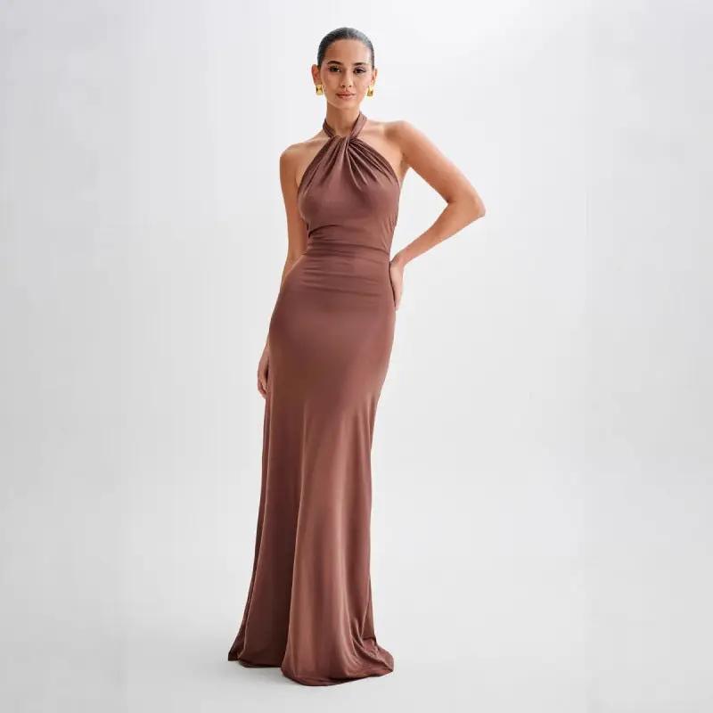 Ins Bodycon Halter Dress Sexy Backless Slim Fit Waist Slimming Maxi Dresses Prom Party Club Clothing For Women by Dropshipman