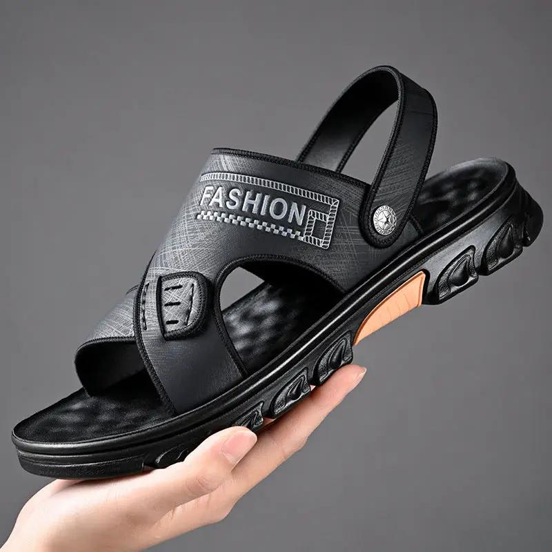 Men's Summer Soft Bottom Beach Cowhide Sandals by Dropshipman