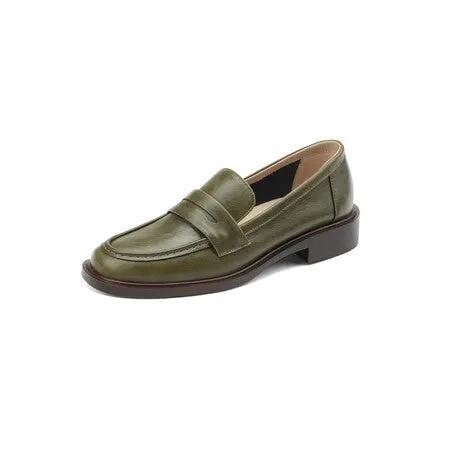 British-style Vintage Women's Heeled Leather Shoes by Dropshipman