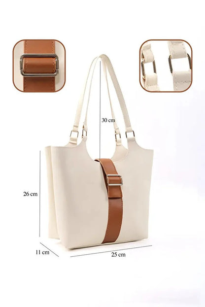 Brown Faux Leather Snap Closure Crossbody Hand Bag Single Compartment Shoulder, Arm and Handbag White by All Mart Bristol Ltd