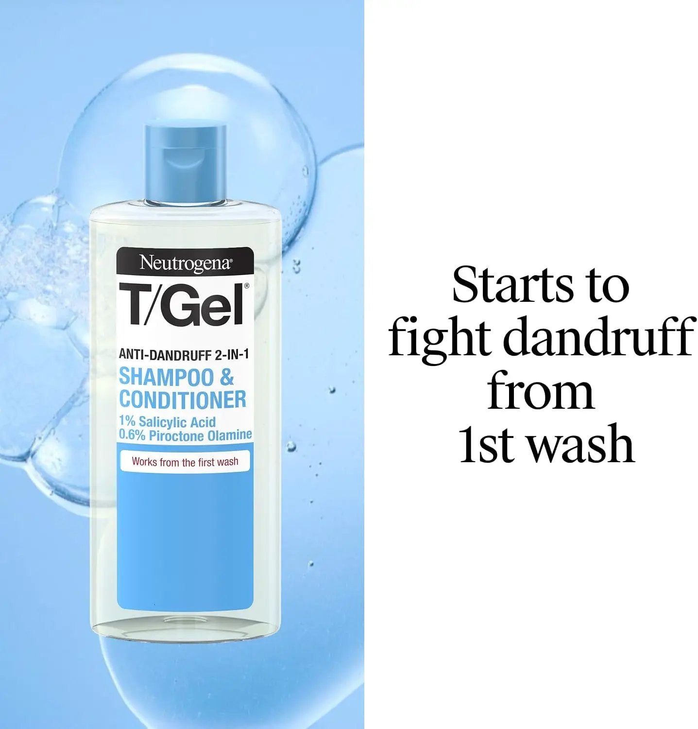 T/Gel 2-in-1 Anti-Dandruff Shampoo & Conditioner - Fight Dandruff from First Wash for Soft, Shiny, Healthy Hair (250ml) by All Mart Bristol Ltd