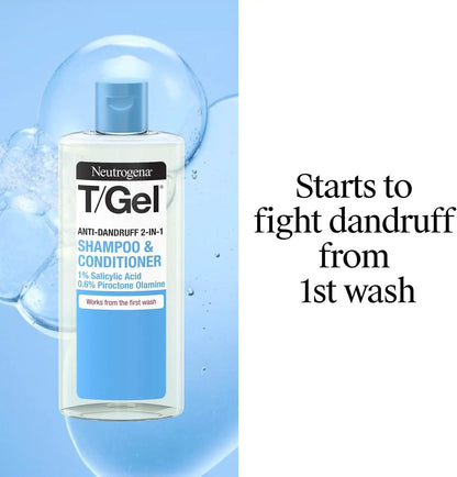 T/Gel 2-in-1 Anti-Dandruff Shampoo & Conditioner - Fight Dandruff from First Wash for Soft, Shiny, Healthy Hair (250ml) by All Mart Bristol Ltd