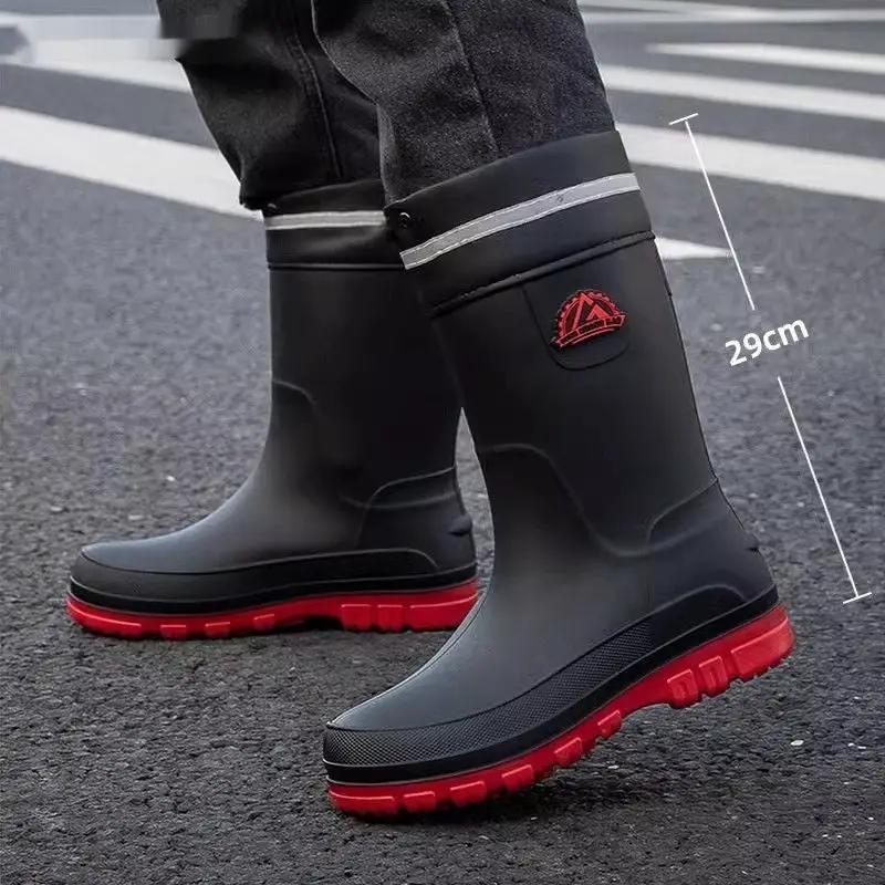 Men's Fashionable Outdoor Middle Tube Non-slip Rain Boots by Dropshipman