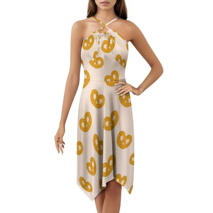 Pretzel Pink Pattern Women's Hip Hop Streetwear Dress Graphic Print Party Club Wear Cartoon Background Texture Pattern Evening by All Mart Bristol Ltd