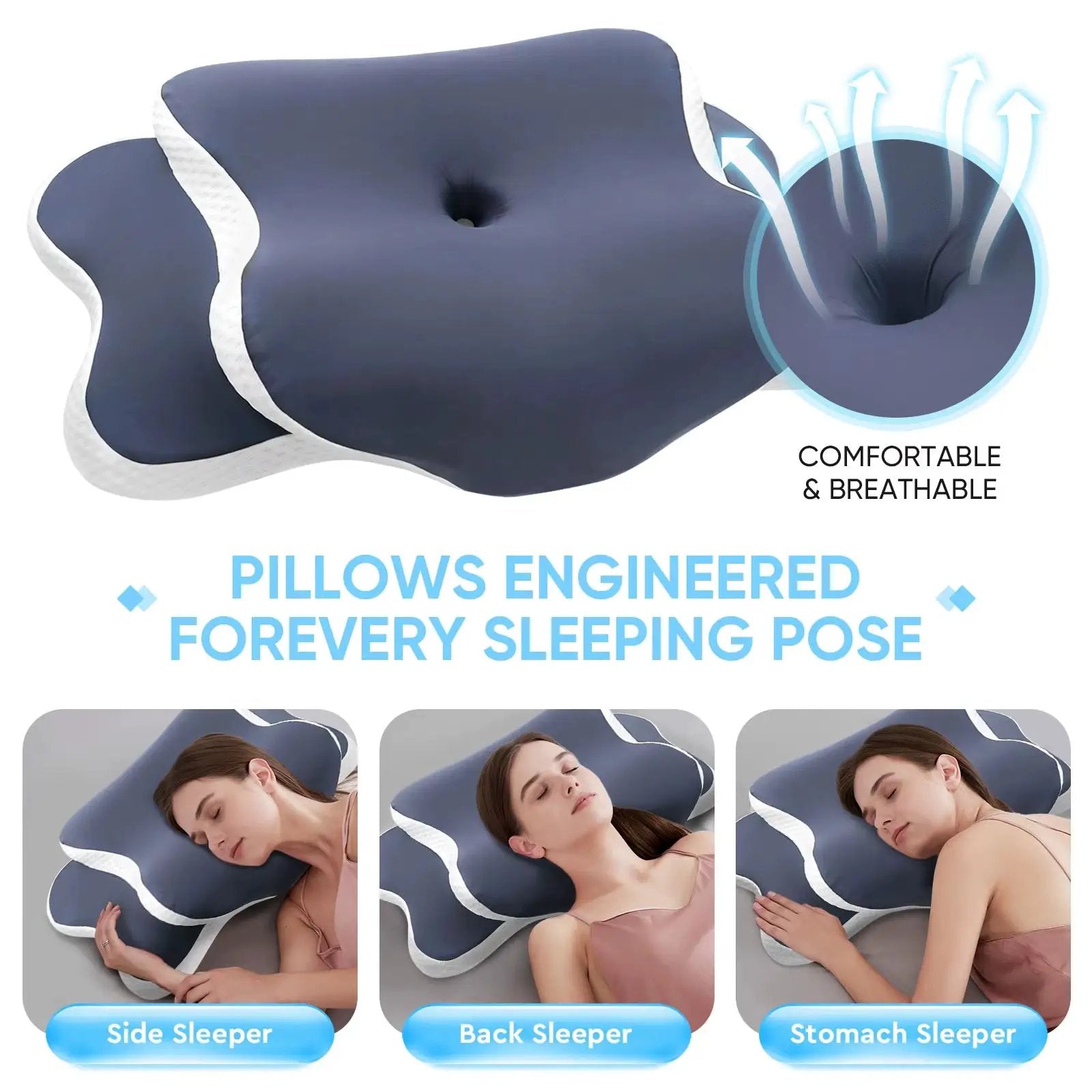 Memory Foam Pillow Cervical Pillow Neck Pain Relief Contour Ergonomic Orthopedic Neck Support for Side Back Stomach Sleeper Gift by All Mart Bristol Ltd