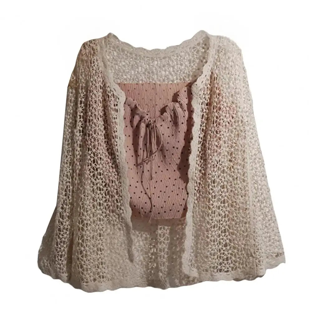 Handcrafted Lace Cardigan Crochet Women Cardigan 2025 3/4 Sleeve Hollow Out Open Front Sheer Sweater Boho Summer Knit Shrug by All Mart Bristol Ltd