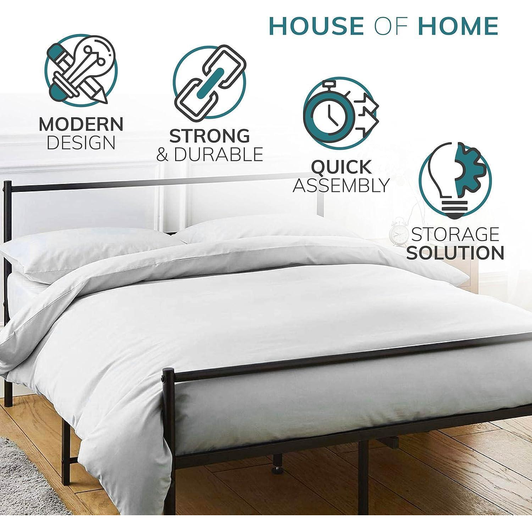 Extra Strong Double Metal Bed Frame In Black - Improved by House of Home
