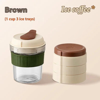 500ML Iced Brew Coffee Cup With Ice Cube Tray Leak Proof Versatile Iced Coffee Bottle For Home Office Travel Camping Tools by Dropshipman