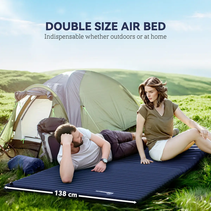 Inflatable Bed Double Mattress Camping Sleeping Outdoor Travel Blue Outsunny by Unbranded