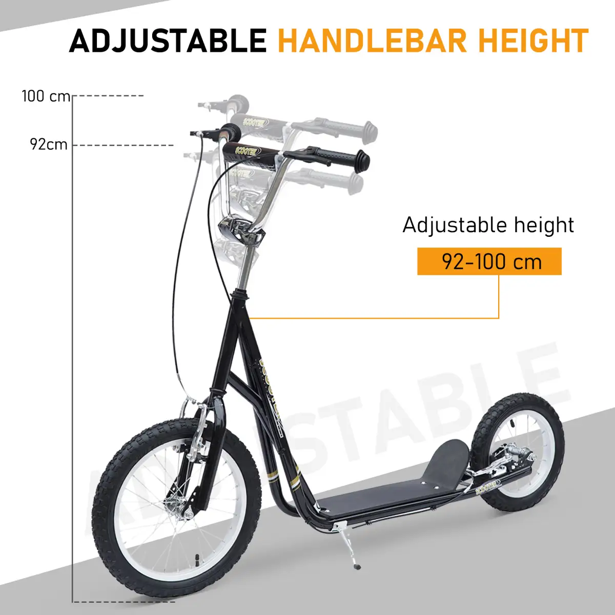 HOMCOM Teen Scooter Adjustable Height Dual Brakes Rubber Wheels Kickstand, by Unbranded