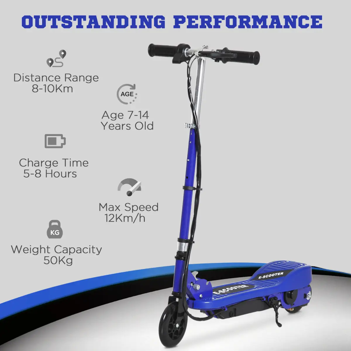 Folding Kids Electric Scooter 7-14 Adjustable Battery Power PU Wheels HOMCOM by Unbranded