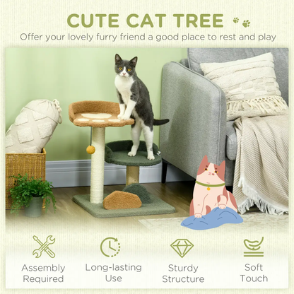 52cm Cat Tree for Indoor Cats, Scratching Posts with Two Bed, Toy Ball by PawHut
