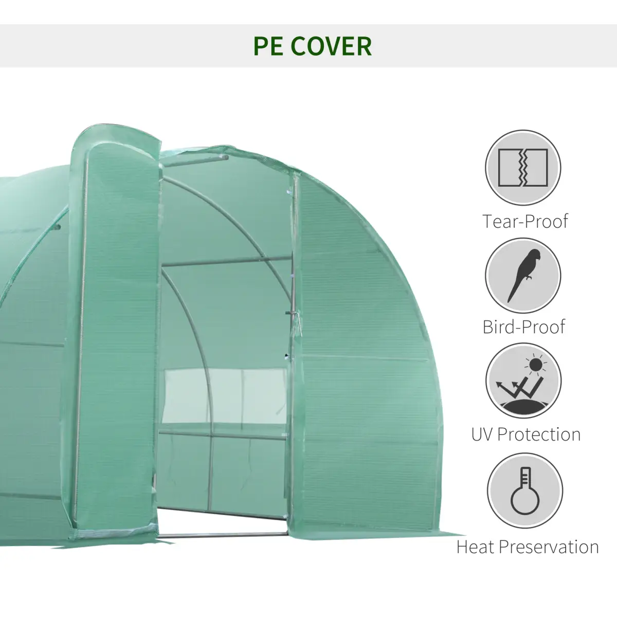 6 x 3M Reinforced Walk-in Polytunnel Garden Greenhouse Steel Frame by Outsunny