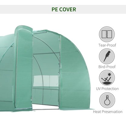 6 x 3M Reinforced Walk-in Polytunnel Garden Greenhouse Steel Frame by Outsunny