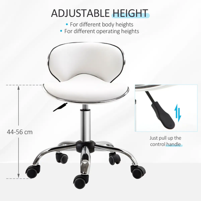 Office Chair Beauty Salon Rolling Technician Stool Chair Low Back White HOMCOM by Unbranded