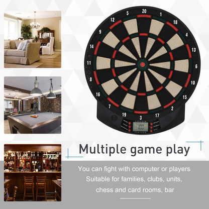 Electronic Dartboard LED Digital Score 27 Games with 12 Soft Darts Ready-to-Play by HOMCOM