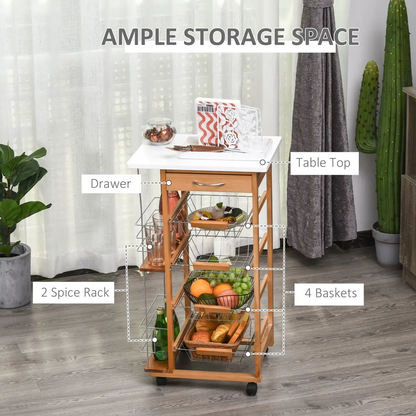 MDF Multifunction Kitchen Island Trolley-Brown by HOMCOM