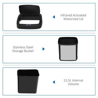 20L Stainless Steel Auto Kitchen Bin Sensor Bucket in L Size by HOMCOM