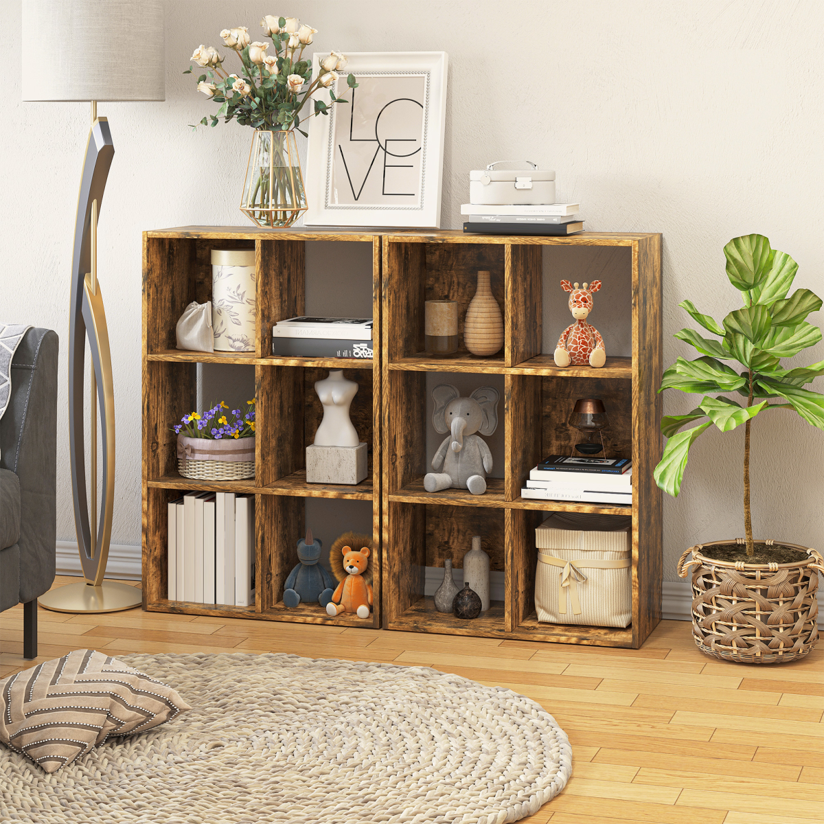 HOMCOM Industrial Style Storage Shelf, Bookcase, Bookshelf, Rustic Brown by Unbranded
