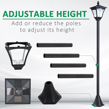 Outdoor Garden Solar Post Lamp Dimmable LED Lantern Bollard 1.2M Tall Black by Outsunny