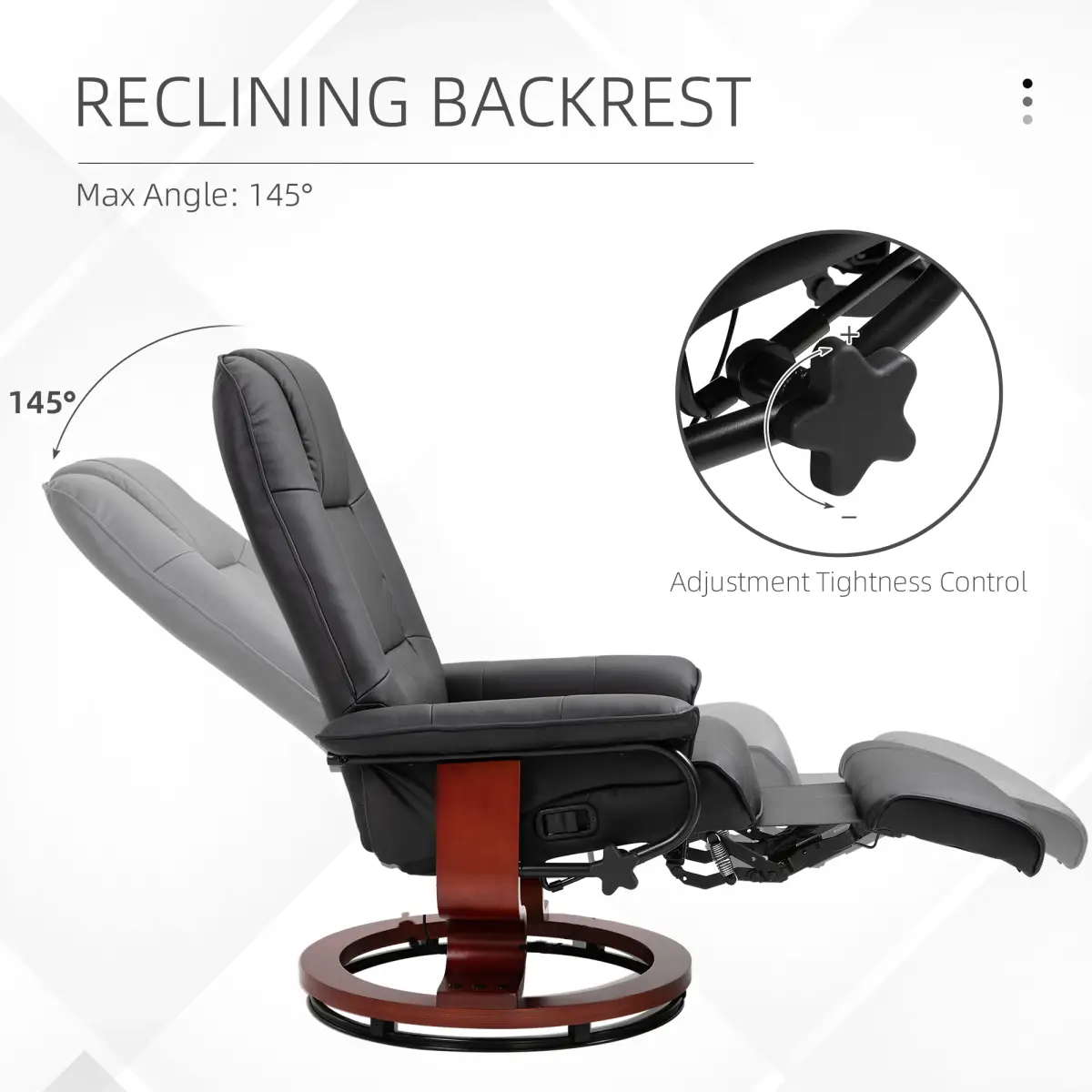 Ergonomic Recliner Sofa Chair PU Leather Armchair Lounger with Footrest, Black by Unbranded