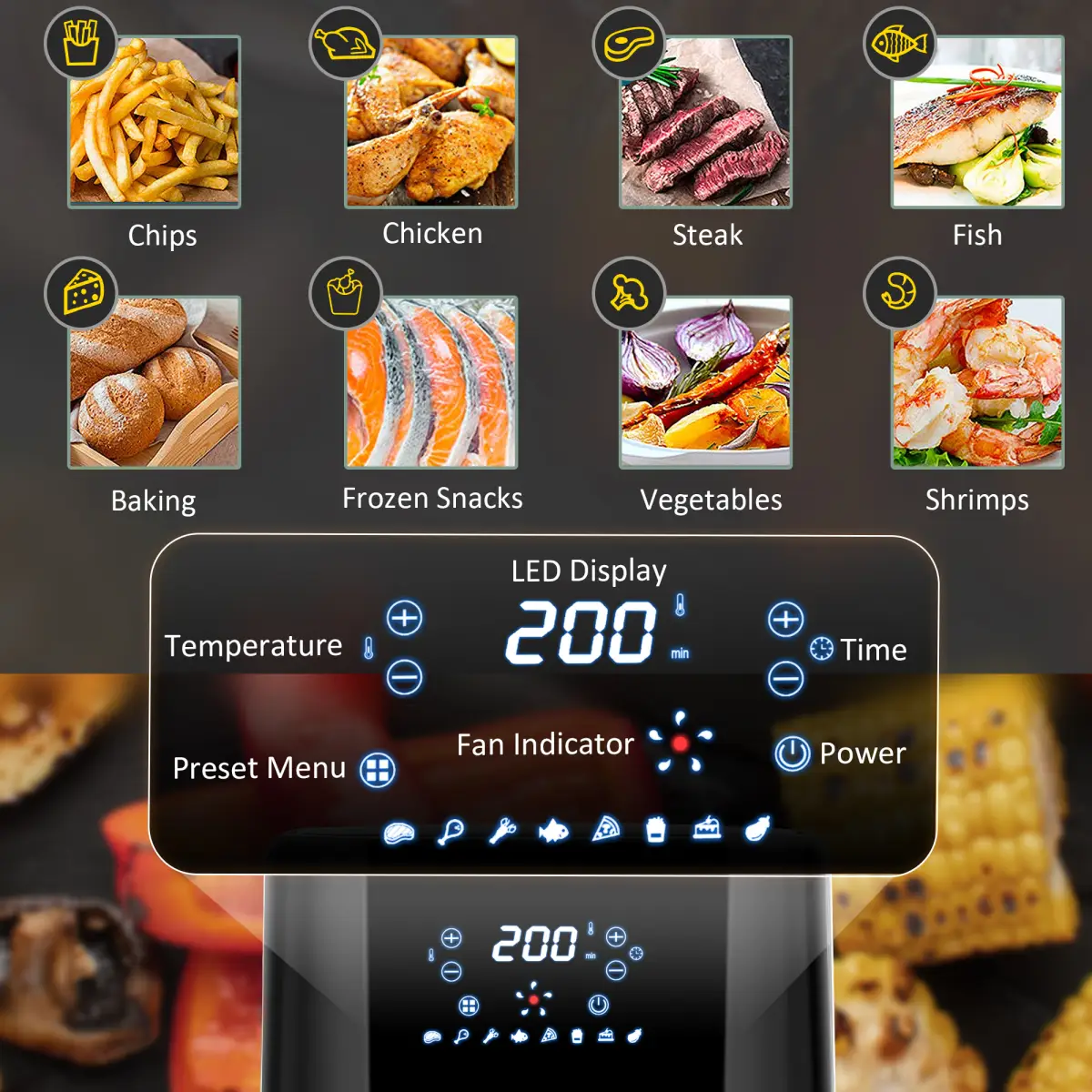 Air Fryer 4.5L 1500W with Digital Display Rapid Air Circulation Timer HOMCOM by Unbranded