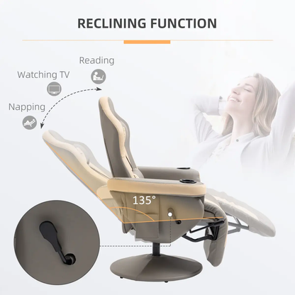 Manual Recliner Armchair PU Sofa Chair w/ Adjustable Leg Rest & 135� Reclining by HOMCOM