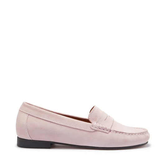 Women's Penny Loafers Leather Sole, ice pink suede by Hugs & Co.