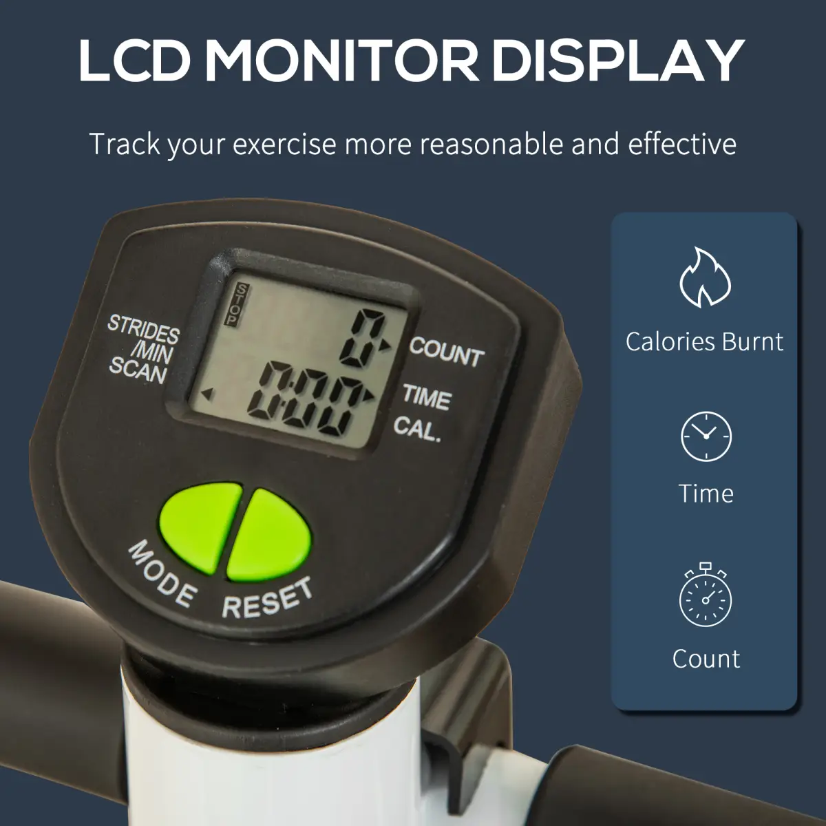 Adjustable Stepper Aerobic Ab Exercise Machine LCD Screen Handle, White HOMCOM by Unbranded